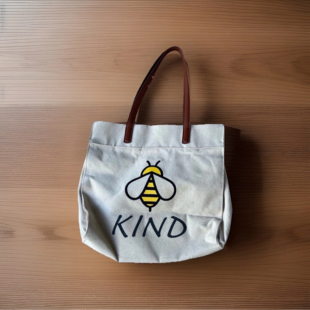 Twig And Arrow 🐝 Kind  Large Canvas Tote Bag